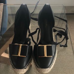 Ferragamo wedges black size 9